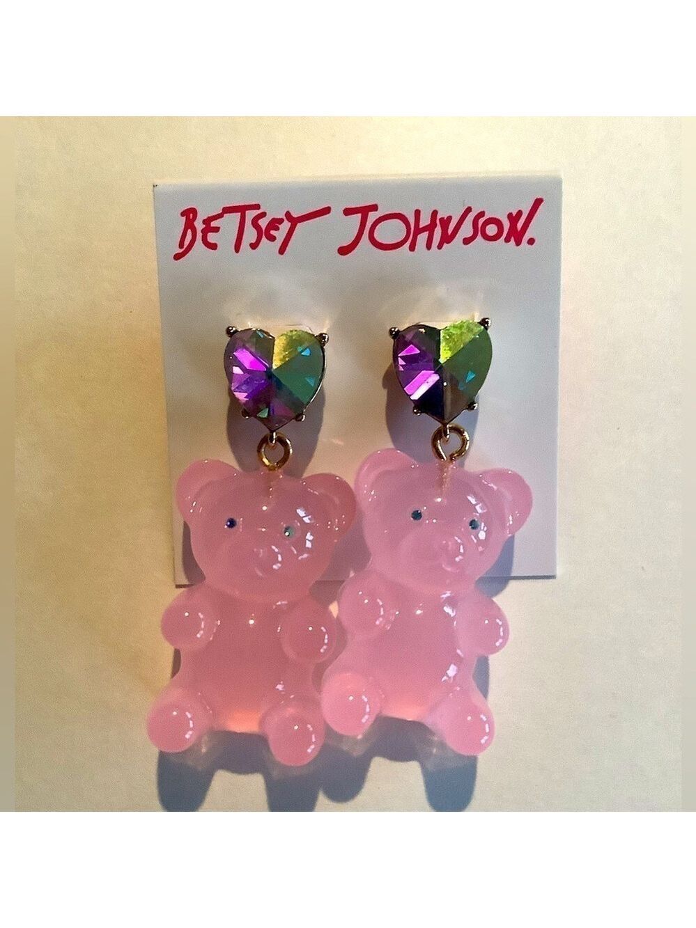 Betsey Johnson Pink Gummy Bear Earrings New